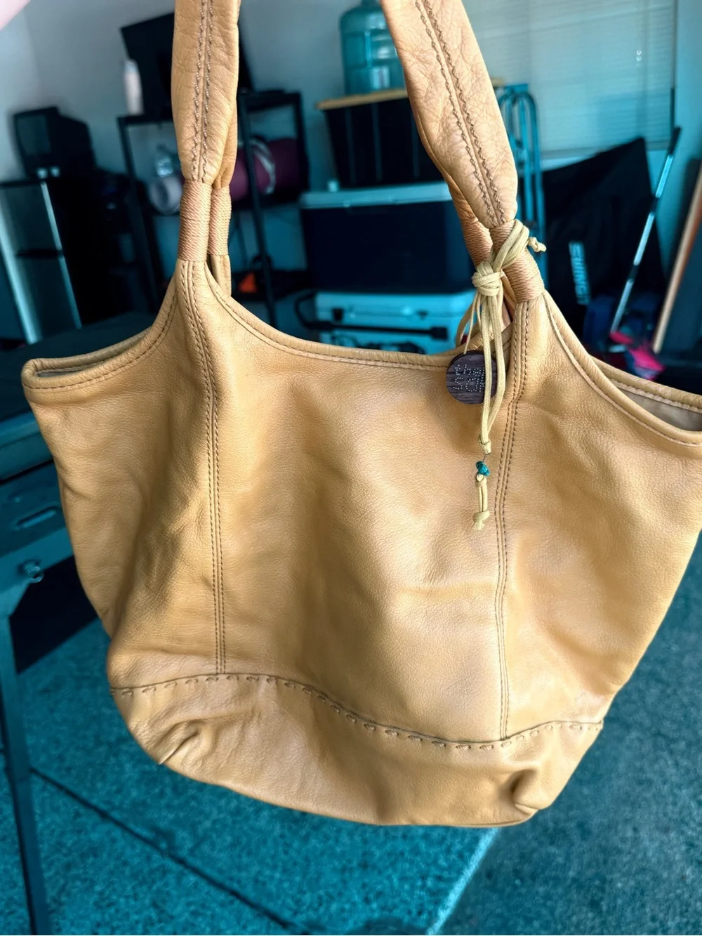 The Sak yellow hobo tote bag GUC cow leather